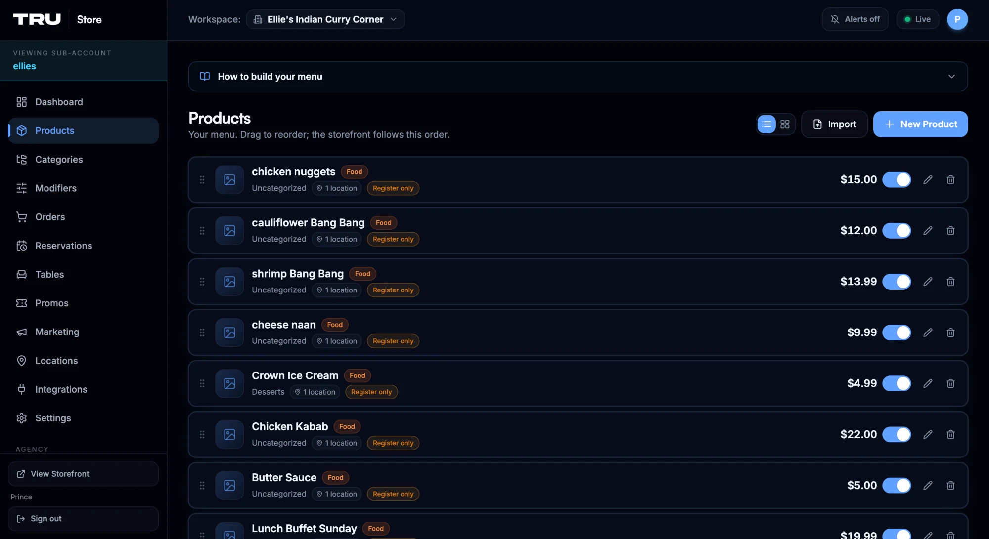 TruPortals admin: Products